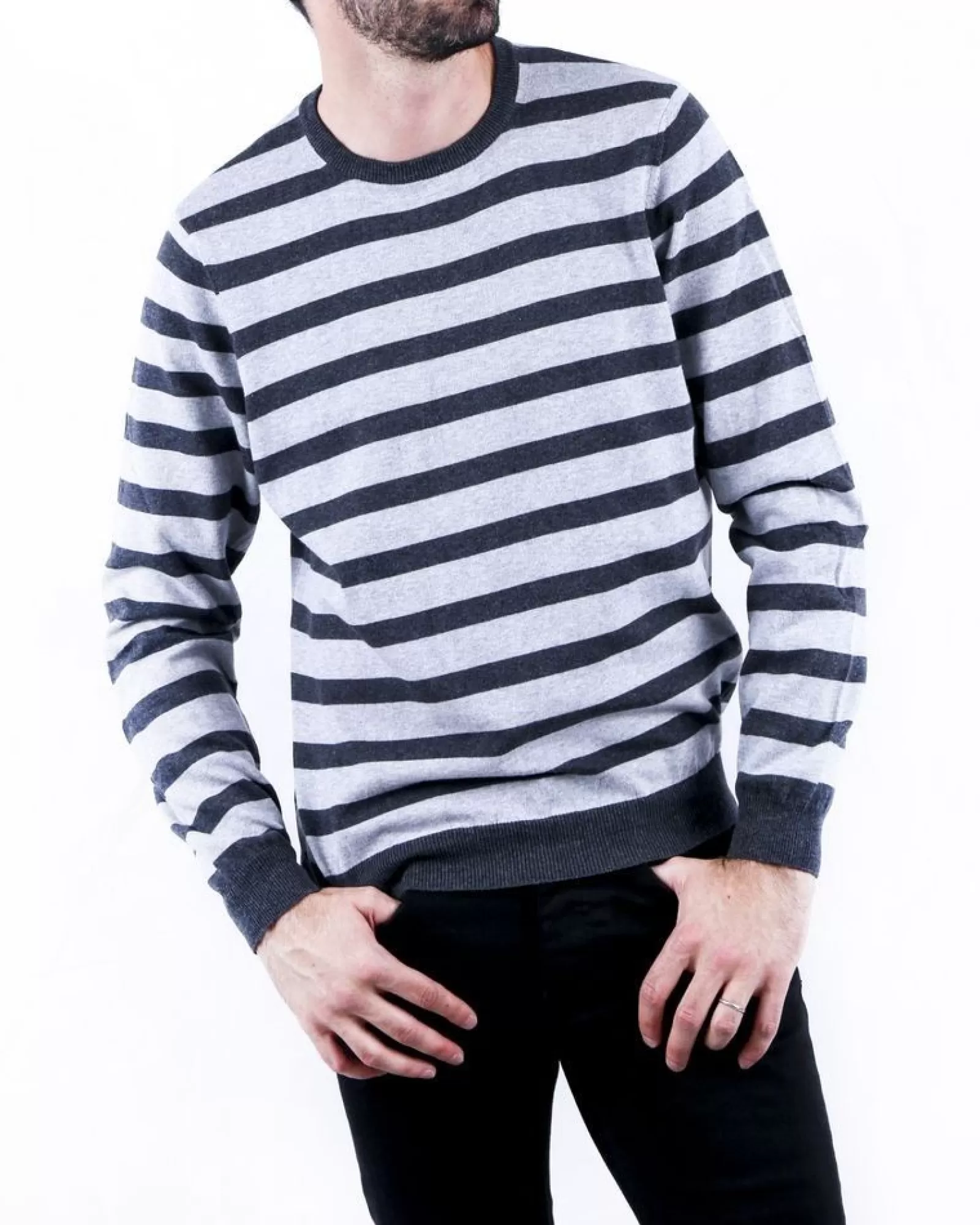 La Piscine Paris Pull bicolore en coton à rayures Les Copains Gris Fashion