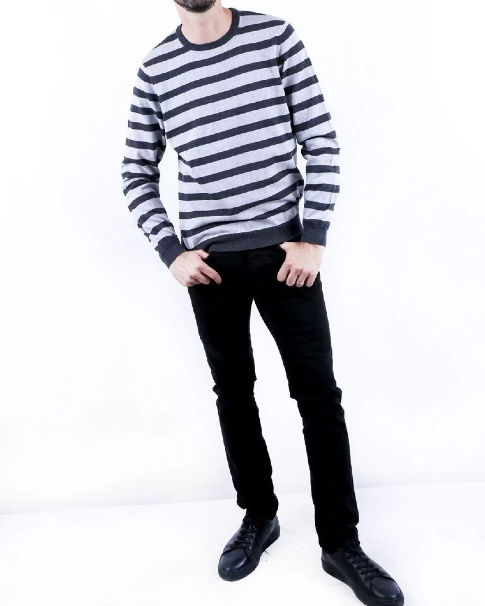 La Piscine Paris Pull bicolore en coton à rayures Les Copains Gris Fashion