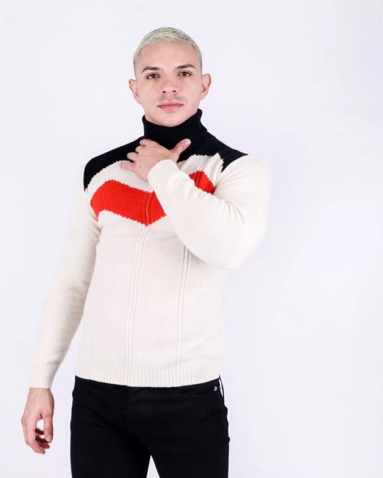 La Piscine Paris Pull col roulé en alpaga tricolore Daniele Fiesoli Beige Cheap