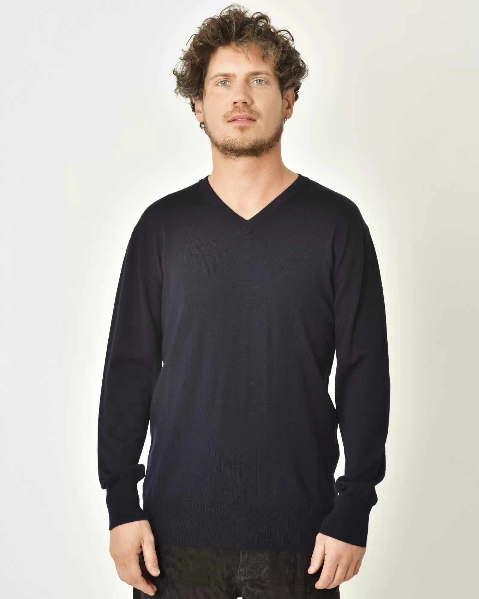 La Piscine Paris Pull en laine col V Lords Fools Bleu Flash Sale