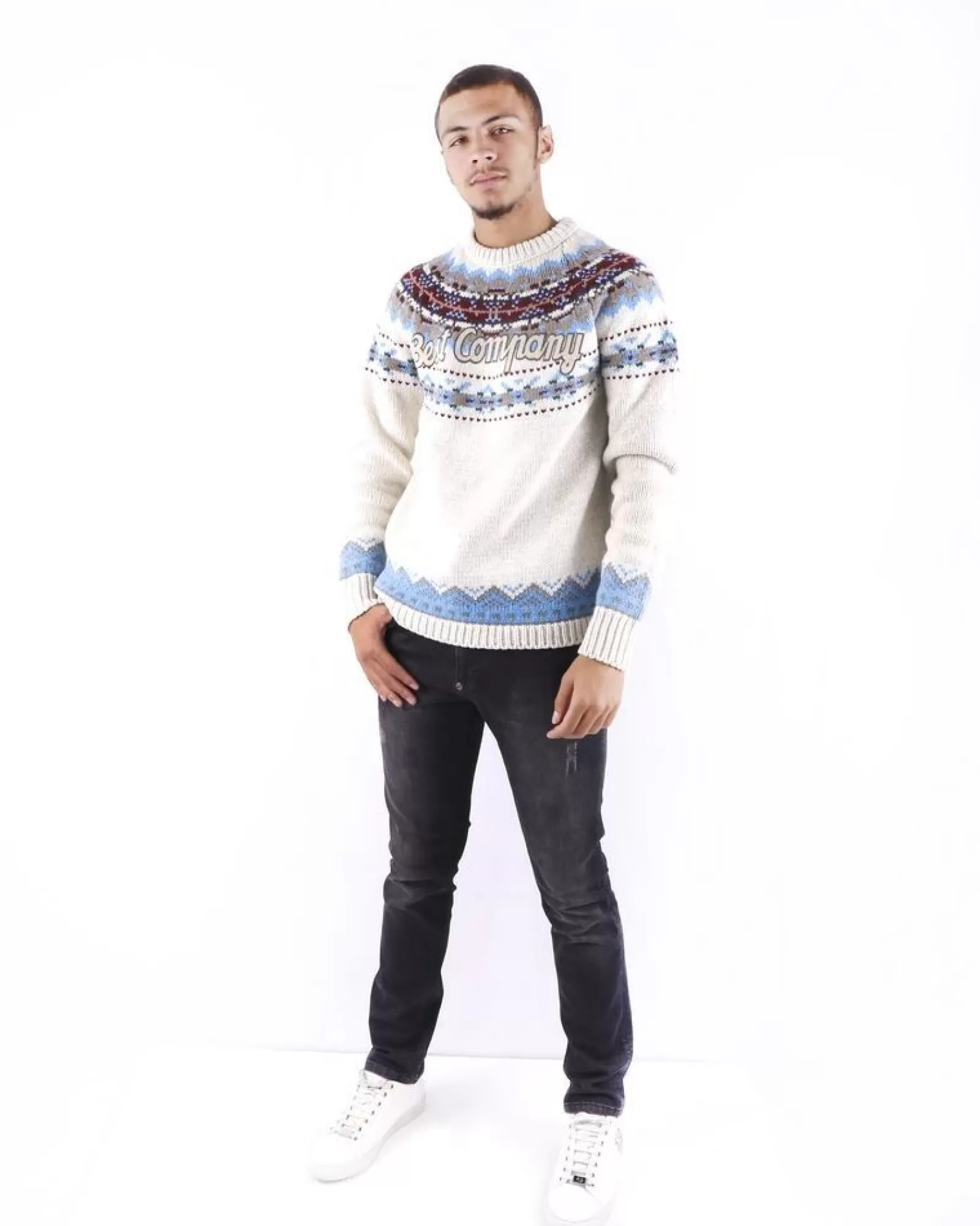 La Piscine Paris Pull grosse maille à motif montagnard Best Company Beige Cheap