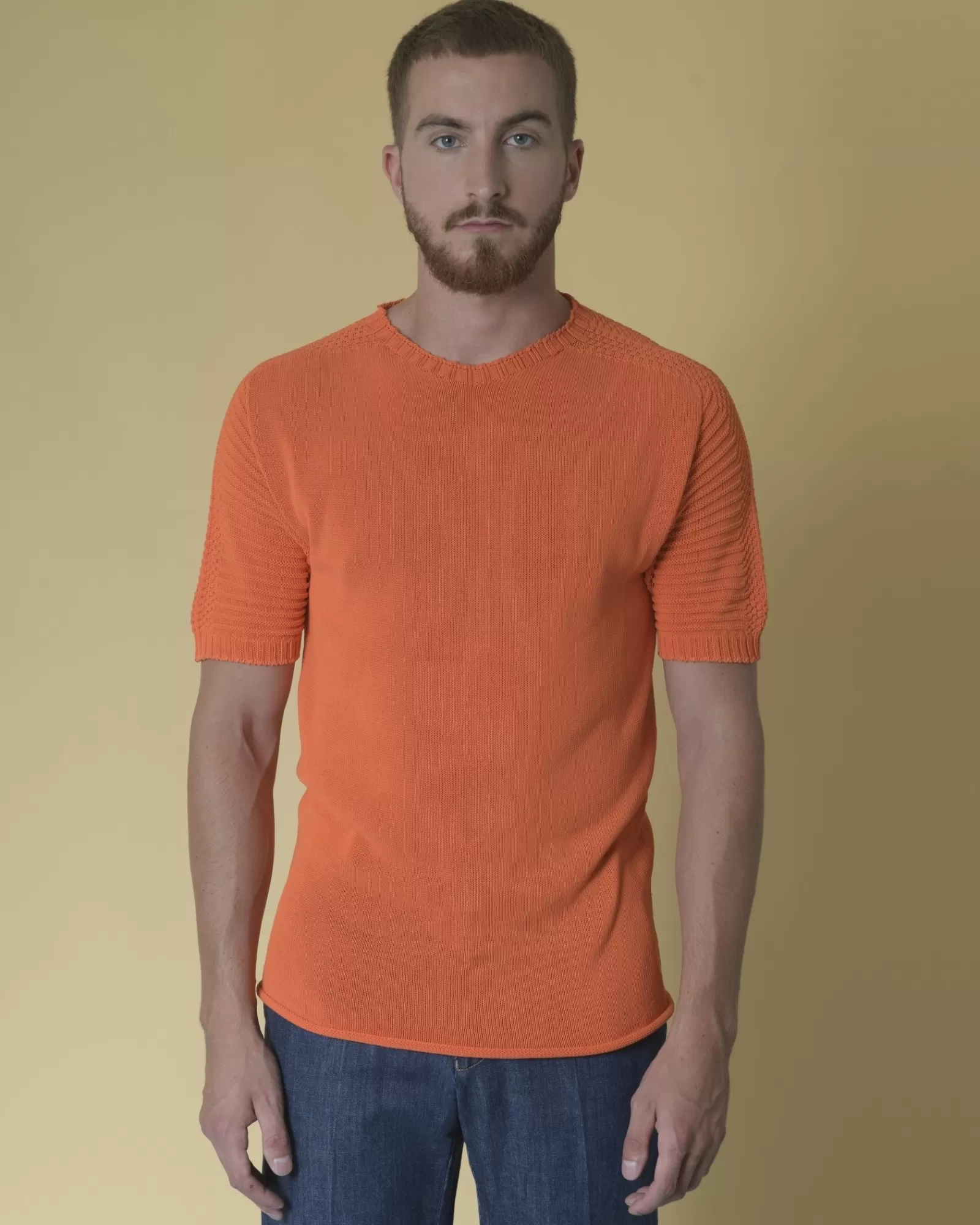 La Piscine Paris Pull manches courtes en coton mélangé Daniele Fiesoli Orange Clearance