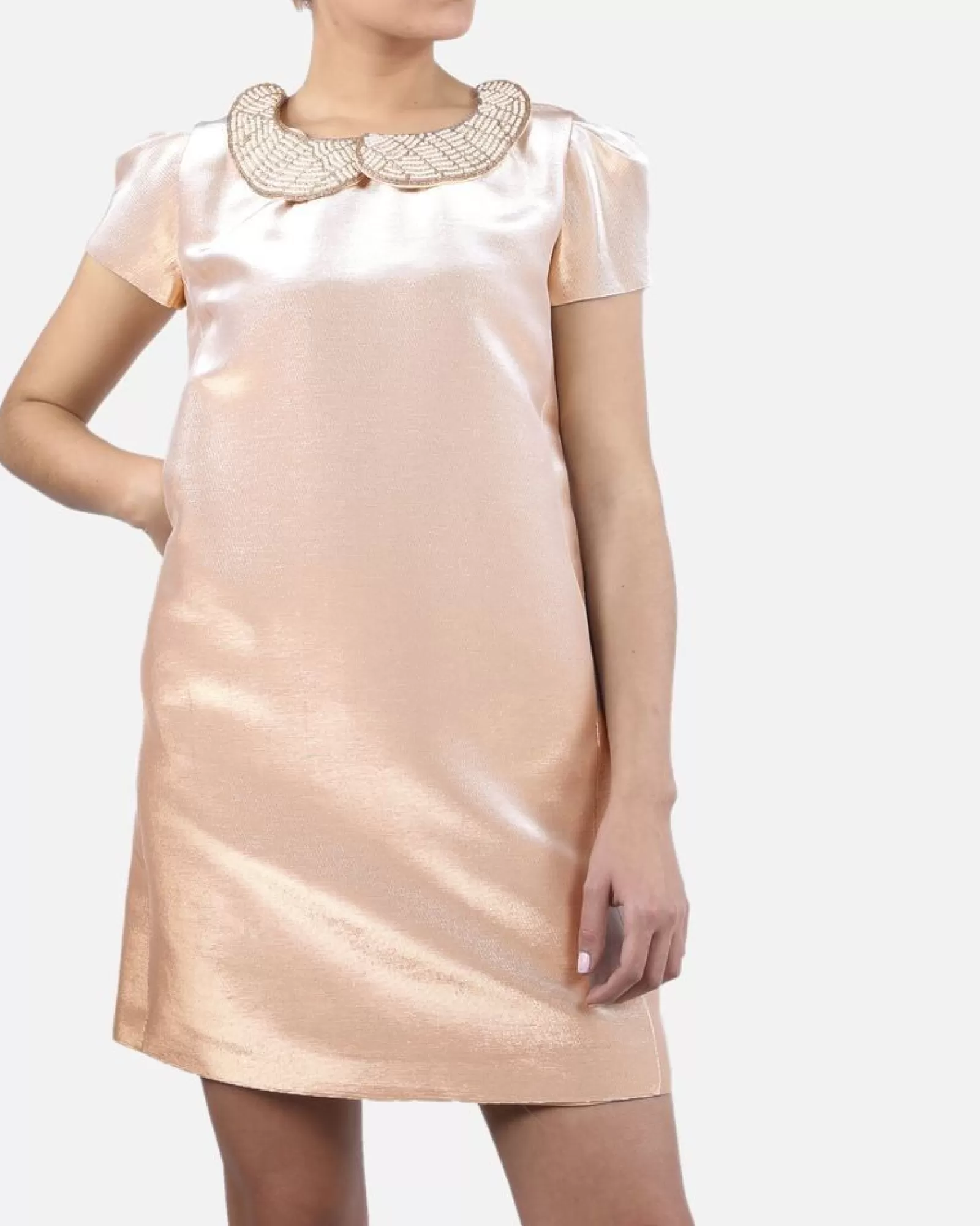 La Piscine Paris Robe brillante col perlé Bain de Nuit Saumon Outlet