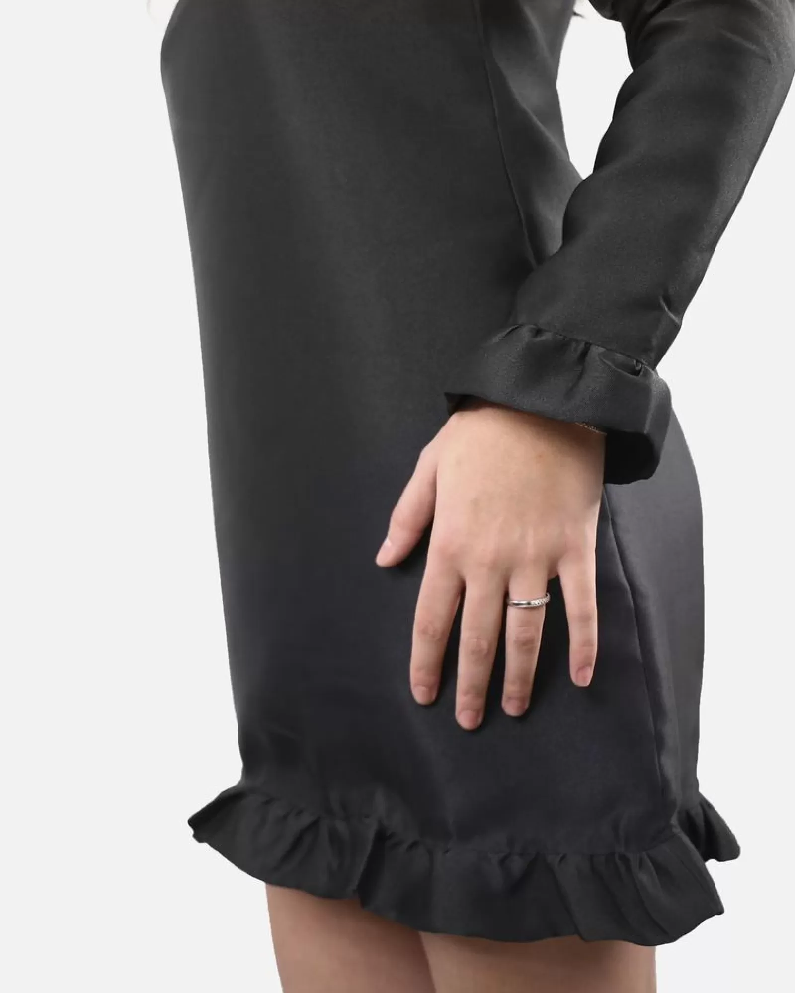 La Piscine Paris Robe Cocktail courte à Ourlet volanté DOUUOD Noir Cheap