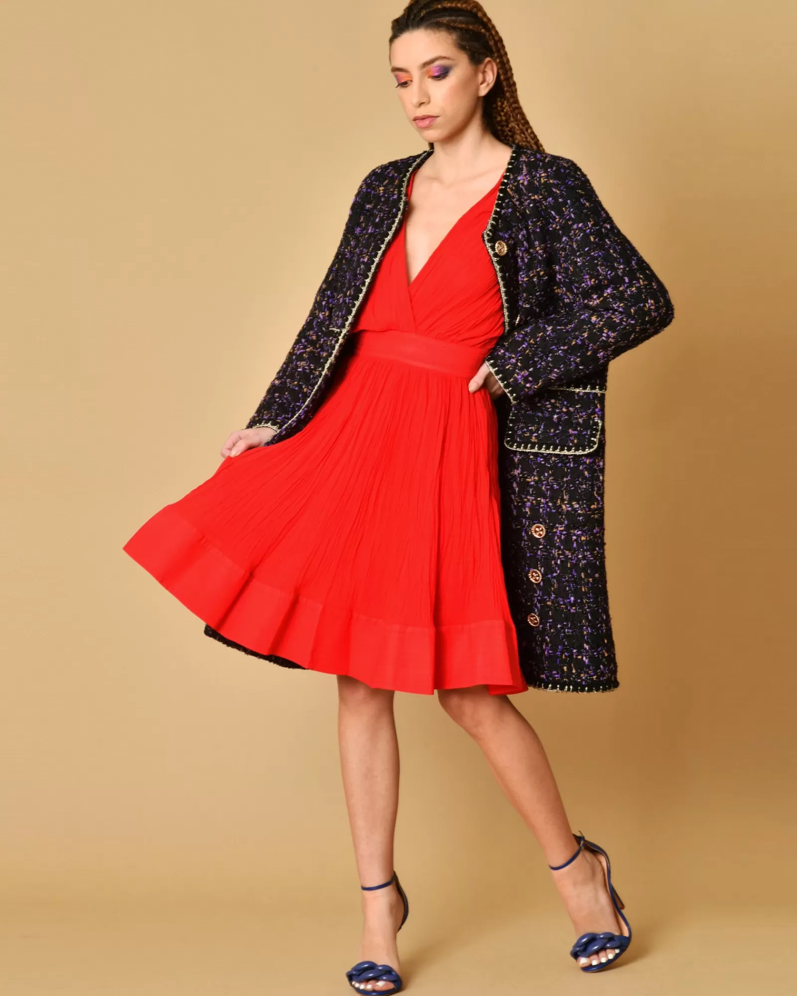 La Piscine Paris Robe en viscose plissé Mimi Liberté Rouge Clearance