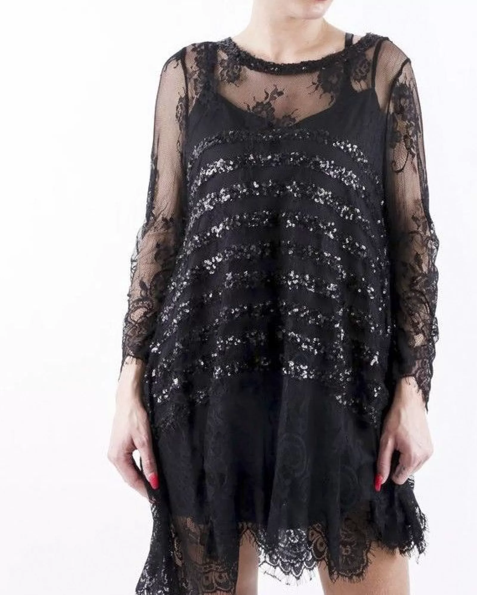 La Piscine Paris Robe marinière en dentelle fine Edward Achour Noir Cheap