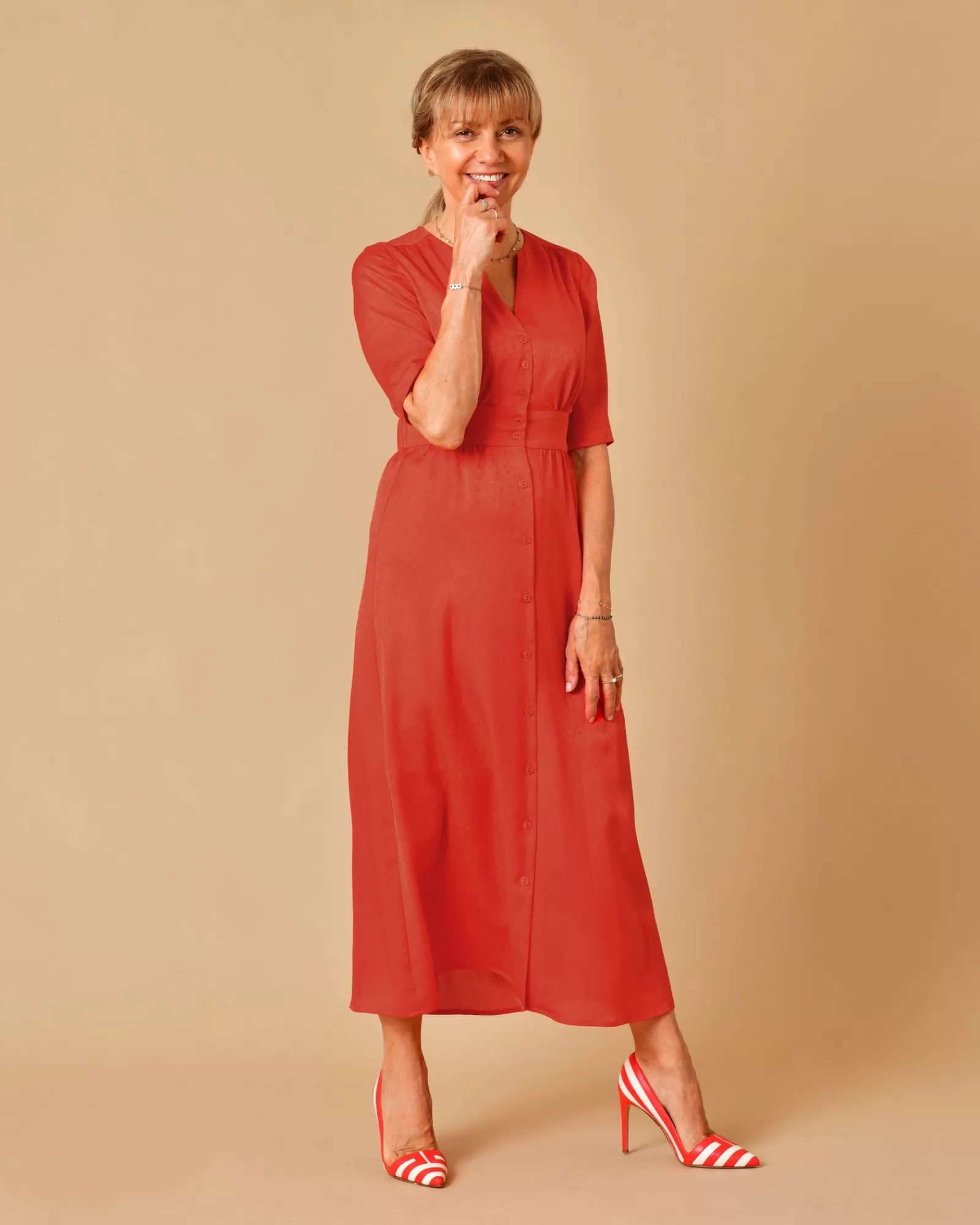 La Piscine Paris Robe à imprimé fleuri Chemins Blancs Rouge Sale