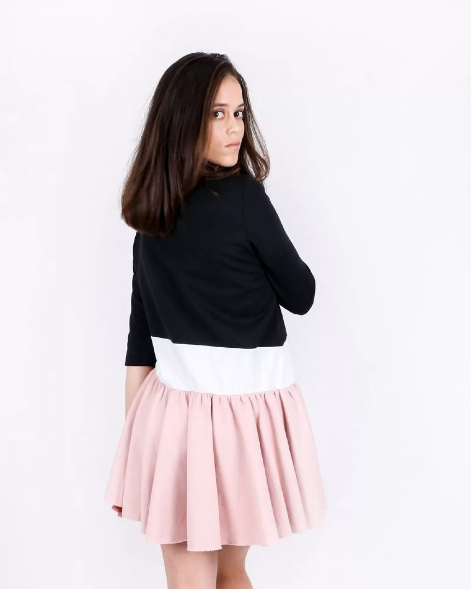La Piscine Paris Robe tricolore à jupe plissée Jijil Rose Fashion