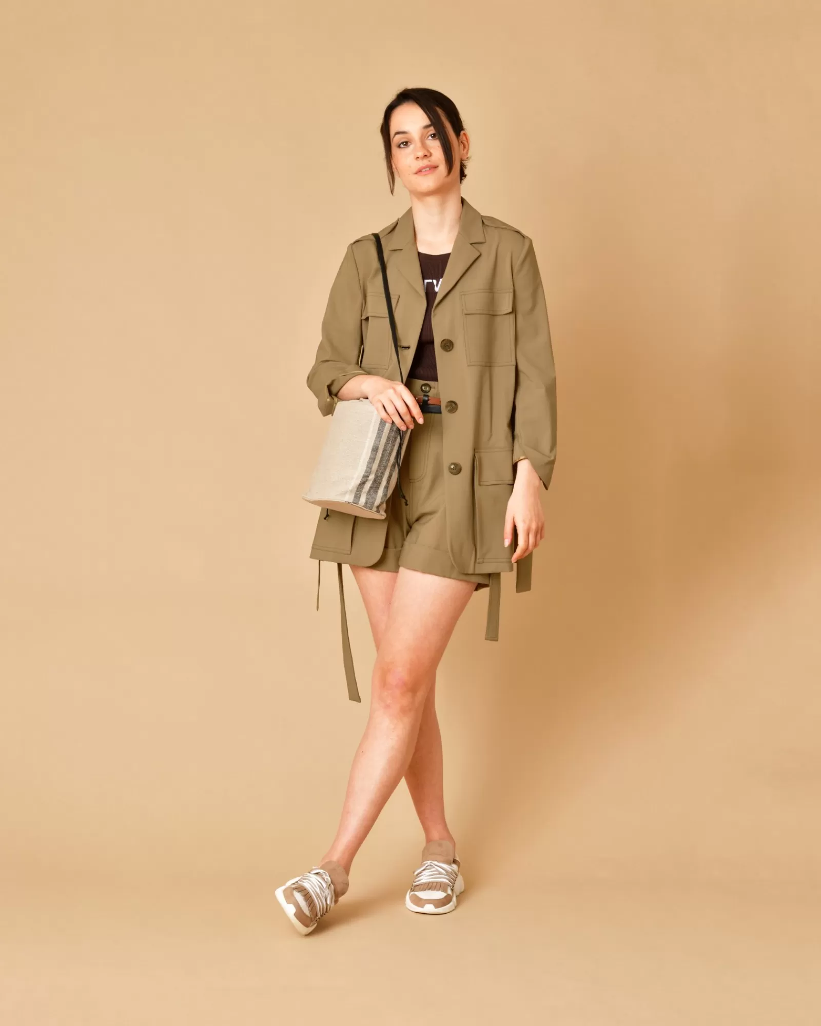 La Piscine Paris Sac seau en toile Anita Bilardi Beige Sale