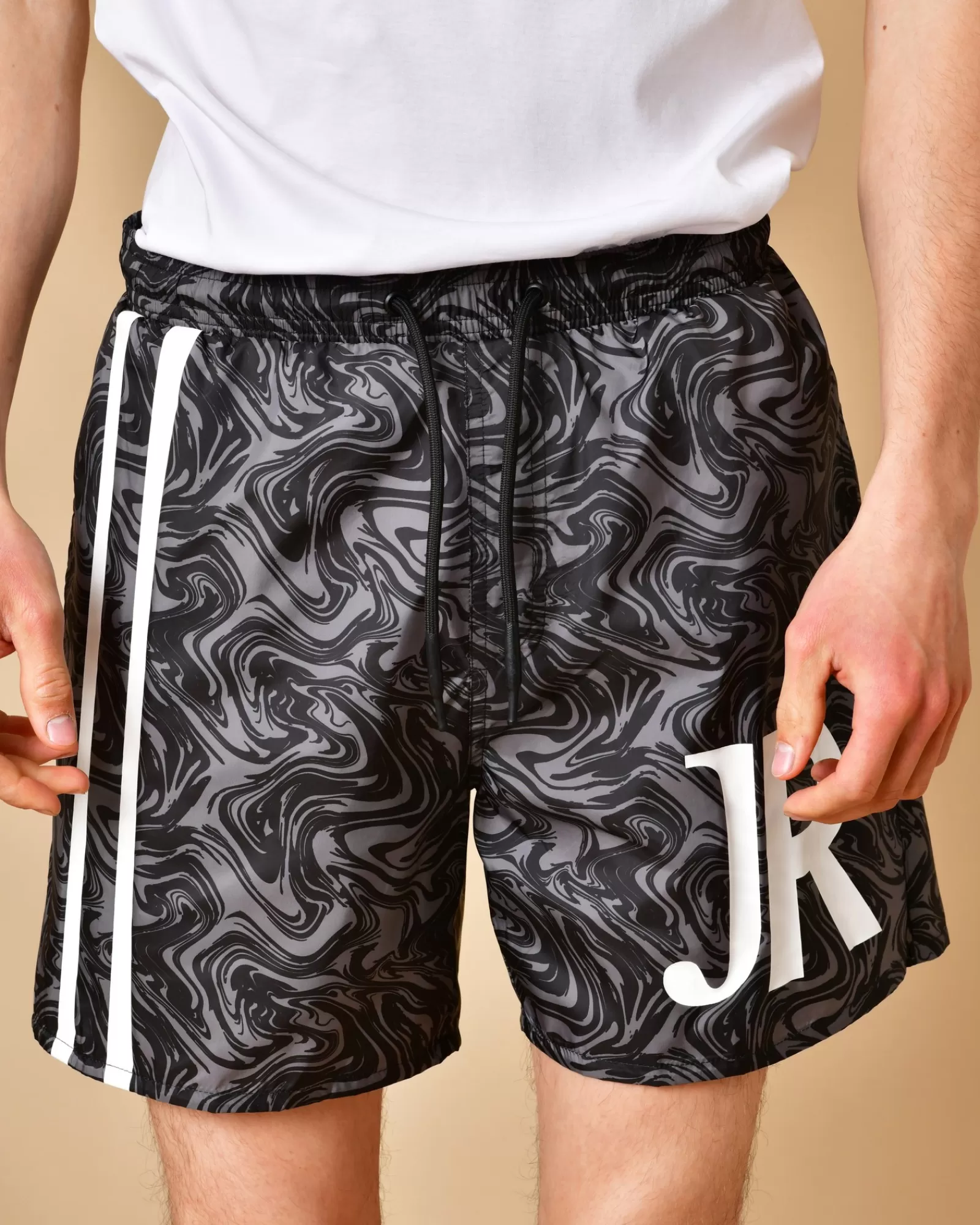 La Piscine Paris Short de bain et noir à imprimé John Richmond Taupe Shop