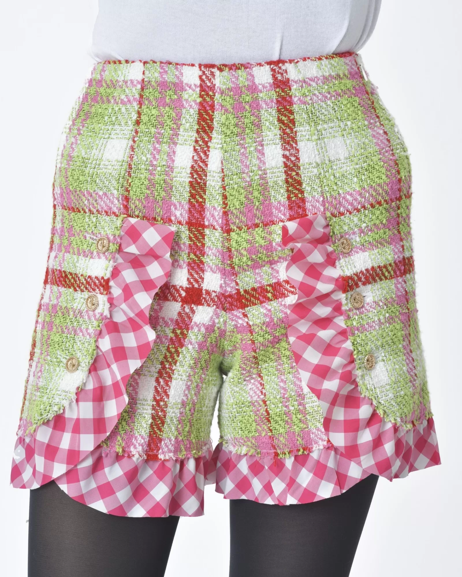 La Piscine Paris Short d'ensemble tartan rouge et vert Edward Achour Rose Discount