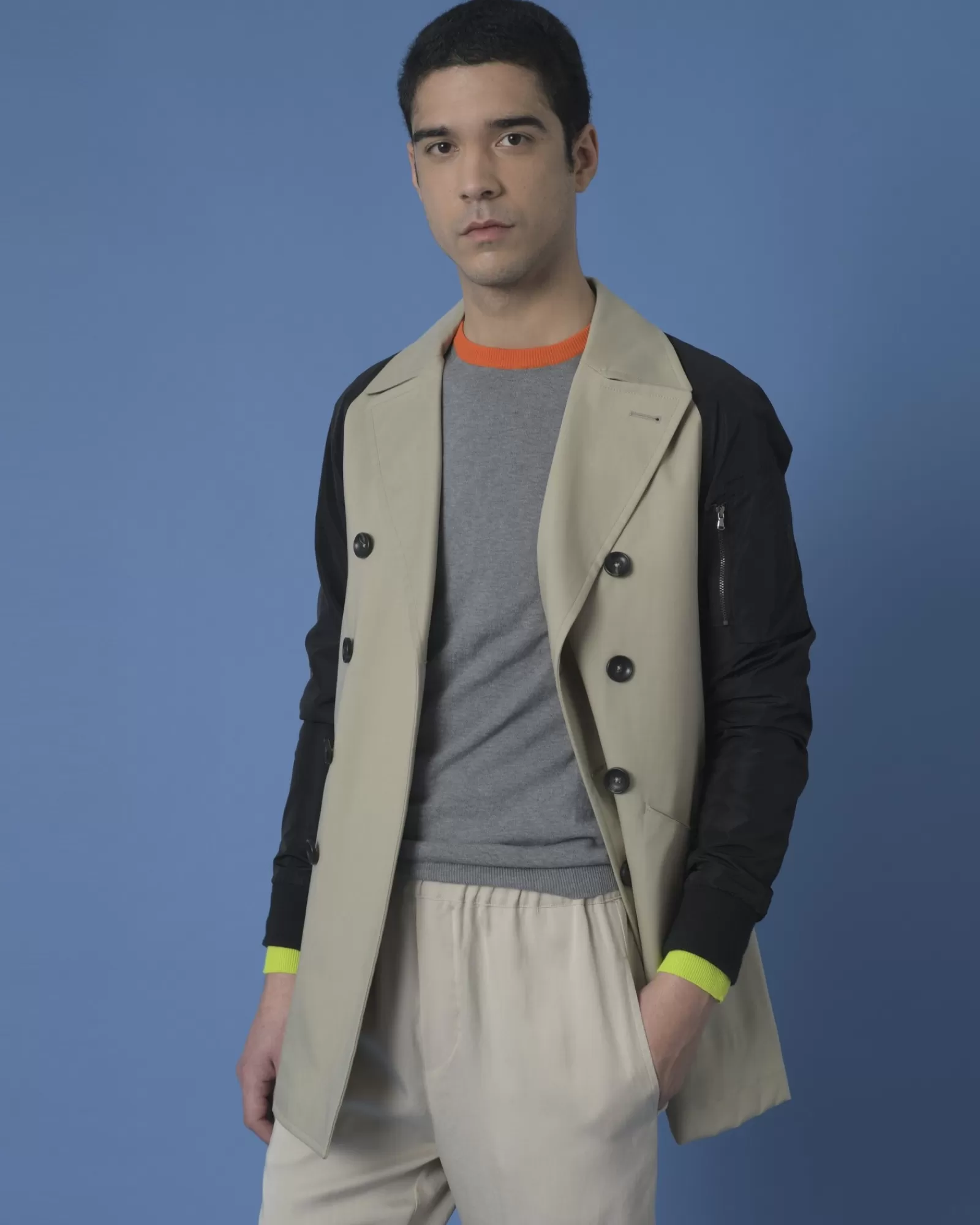 La Piscine Paris Trench coat bi matière Ly Adams Beige Flash Sale