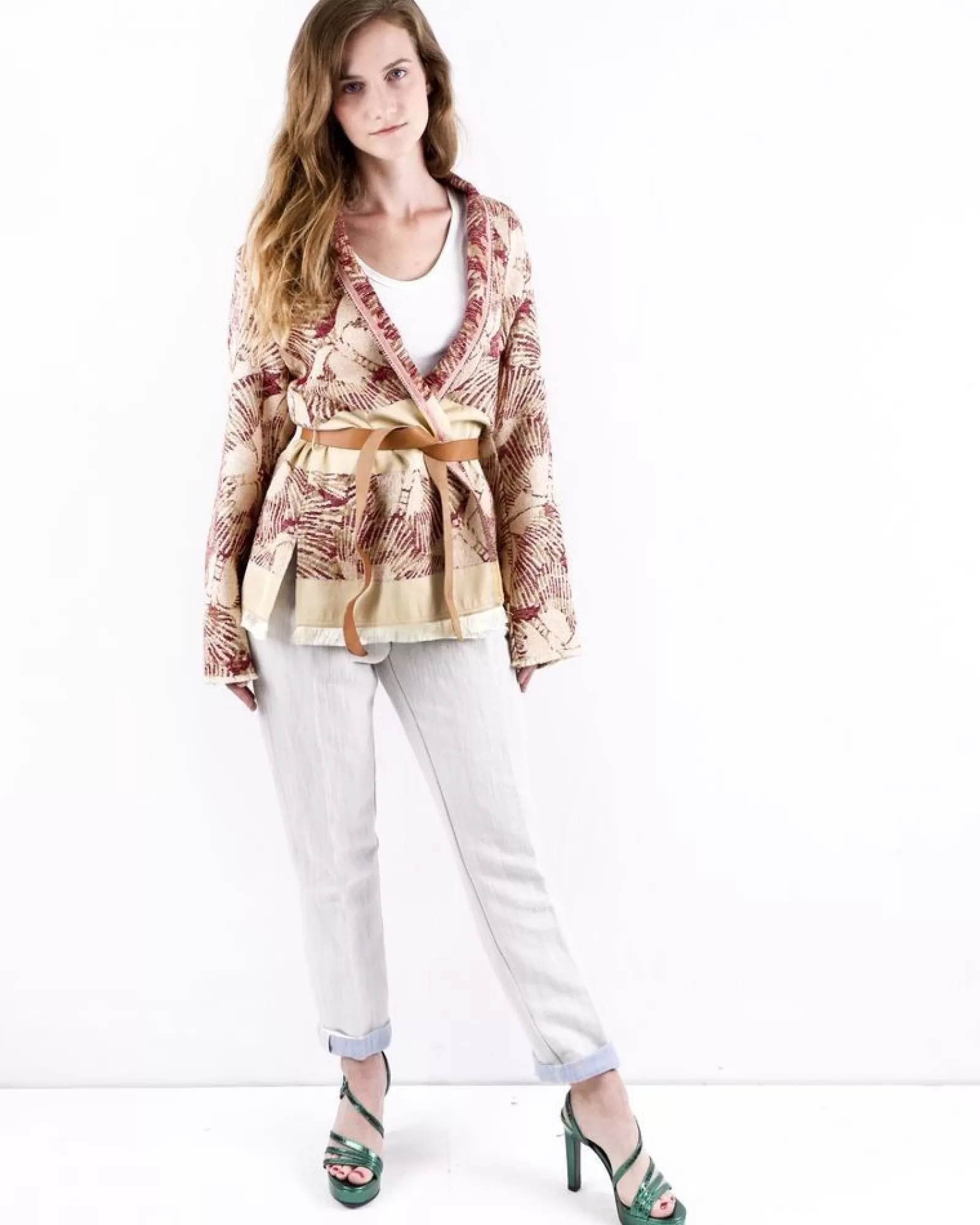La Piscine Paris Veste d'inspiration kimono à imprimés abstraits Forte Forte Beige Store