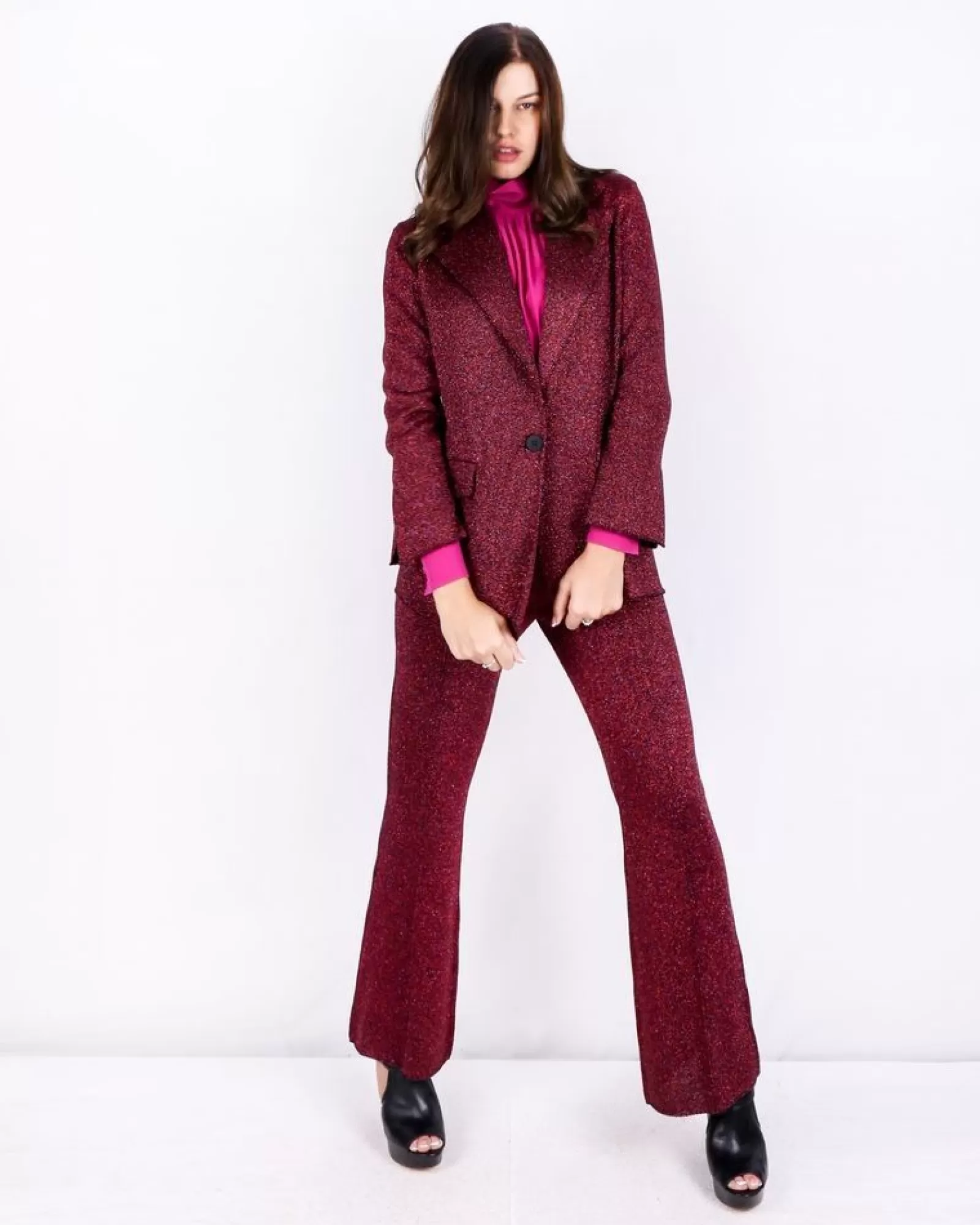La Piscine Paris Veste blazer en laine façon lurex pailletée Nude Bordeaux Cheap