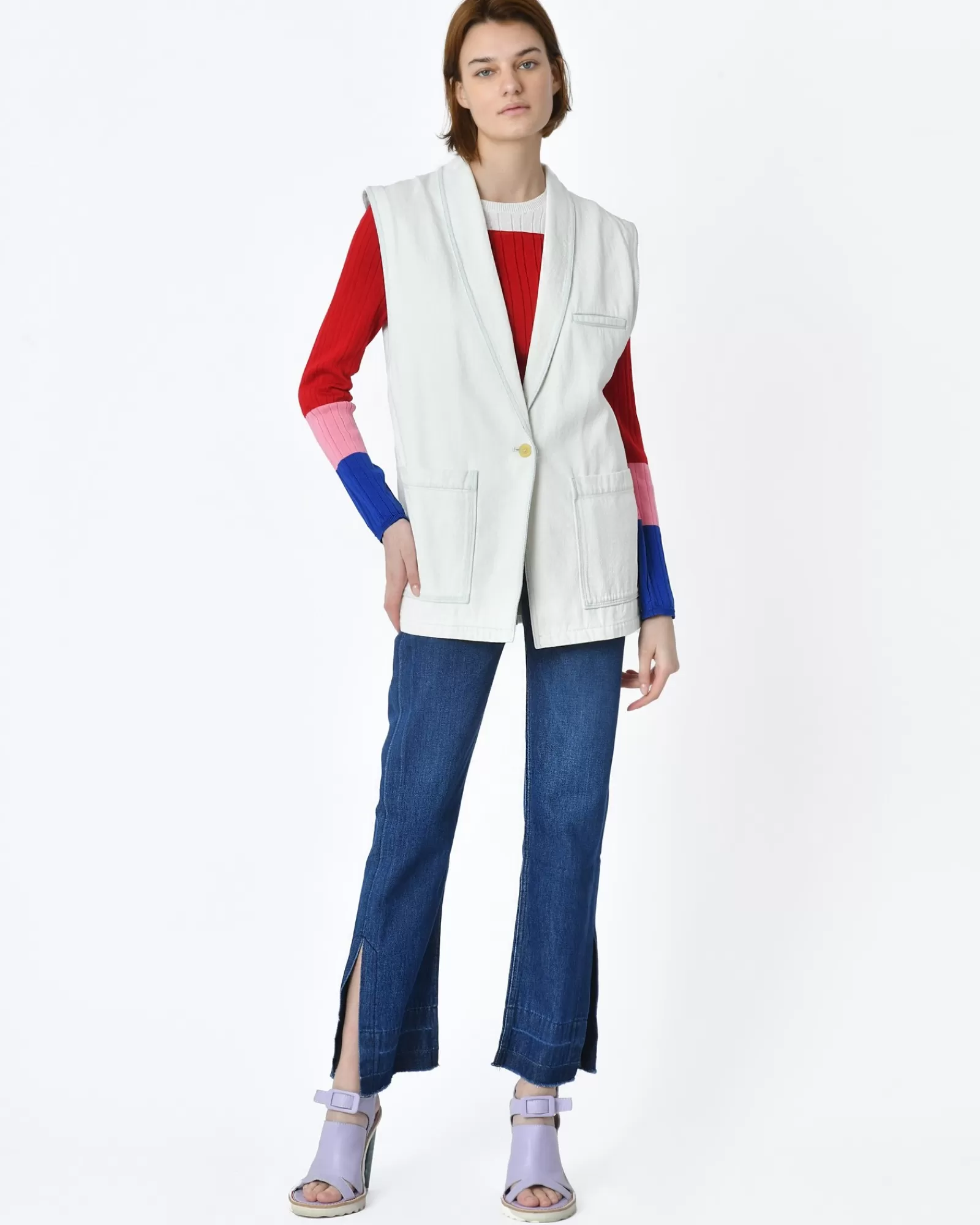 La Piscine Paris Veste denim bleu clair sans manche Forte Forte Blanc Cheap
