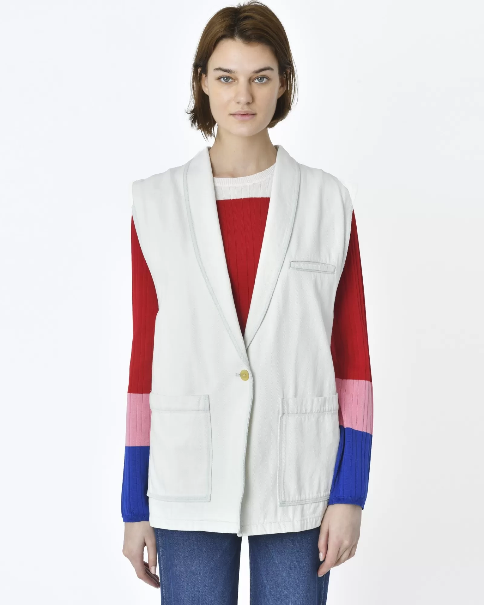 La Piscine Paris Veste denim bleu clair sans manche Forte Forte Blanc Cheap
