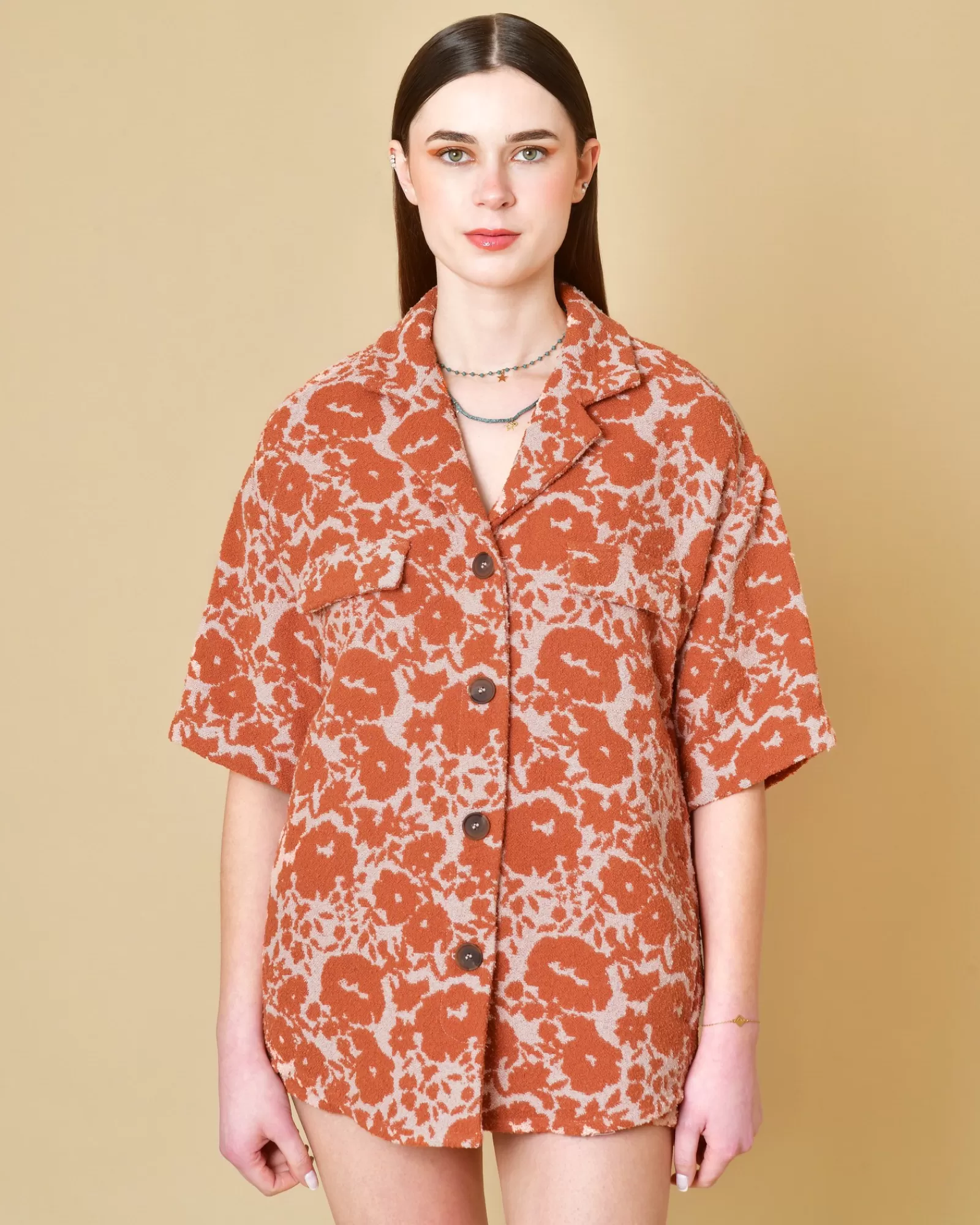 La Piscine Paris Veste en coton à imprimé Tela Orange Best