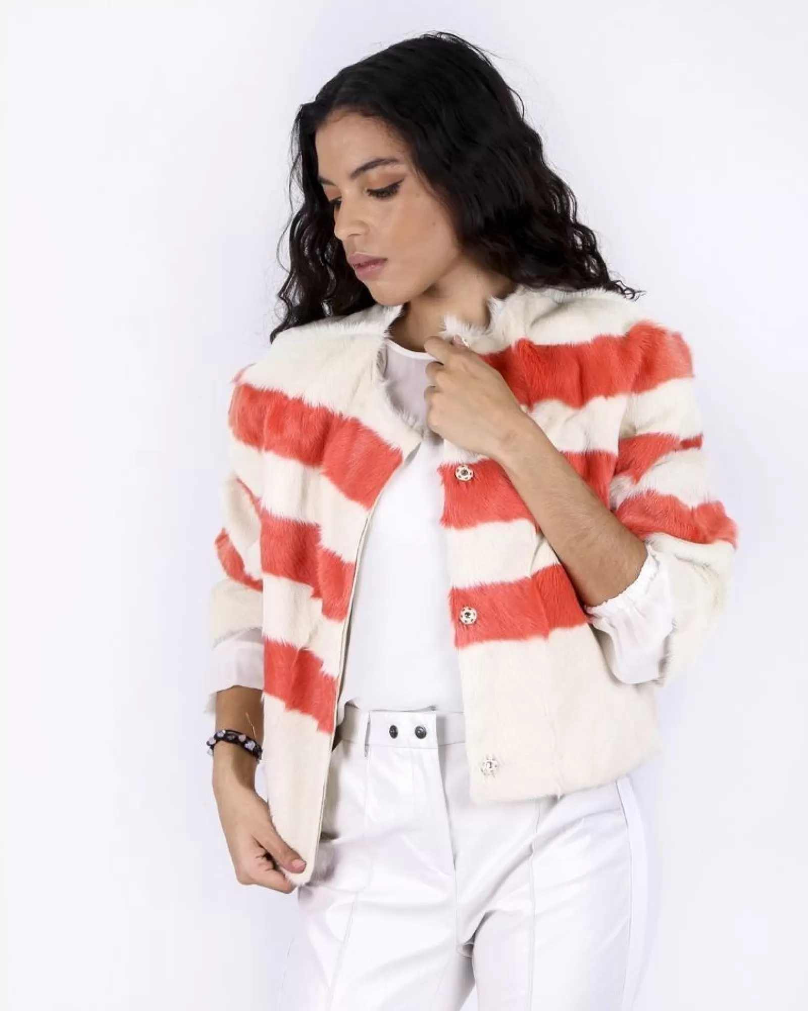 La Piscine Paris Veste en fourrure bicolore Red Valentino Beige Sale
