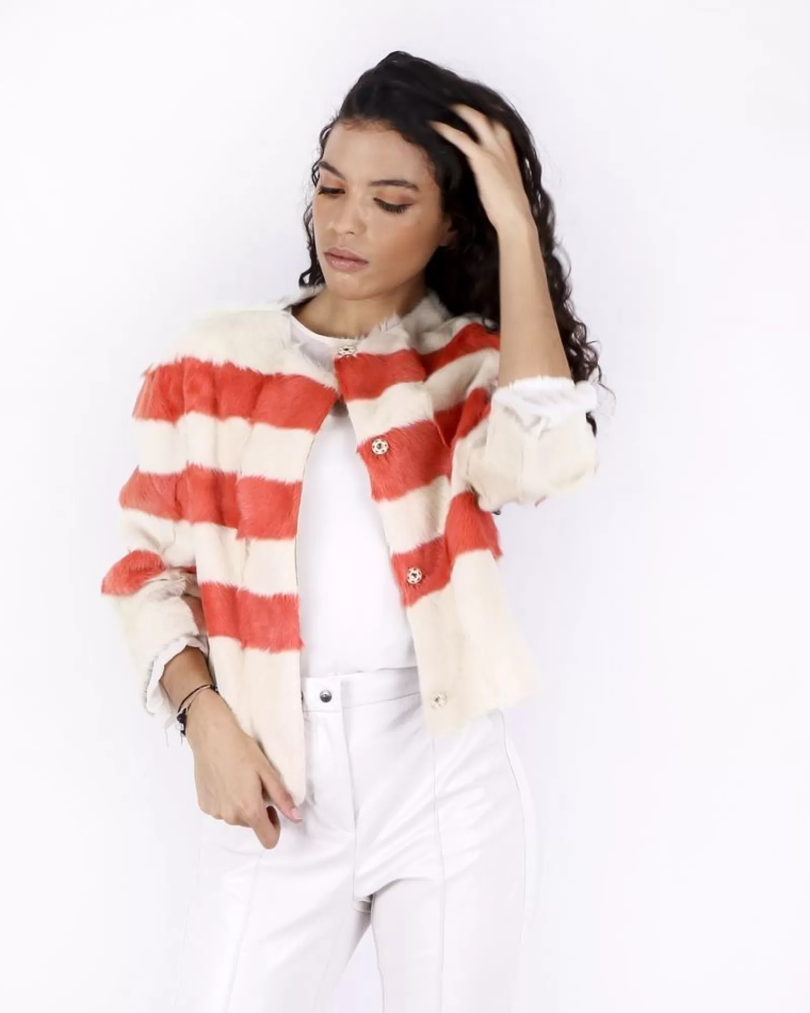 La Piscine Paris Veste en fourrure bicolore Red Valentino Beige Sale