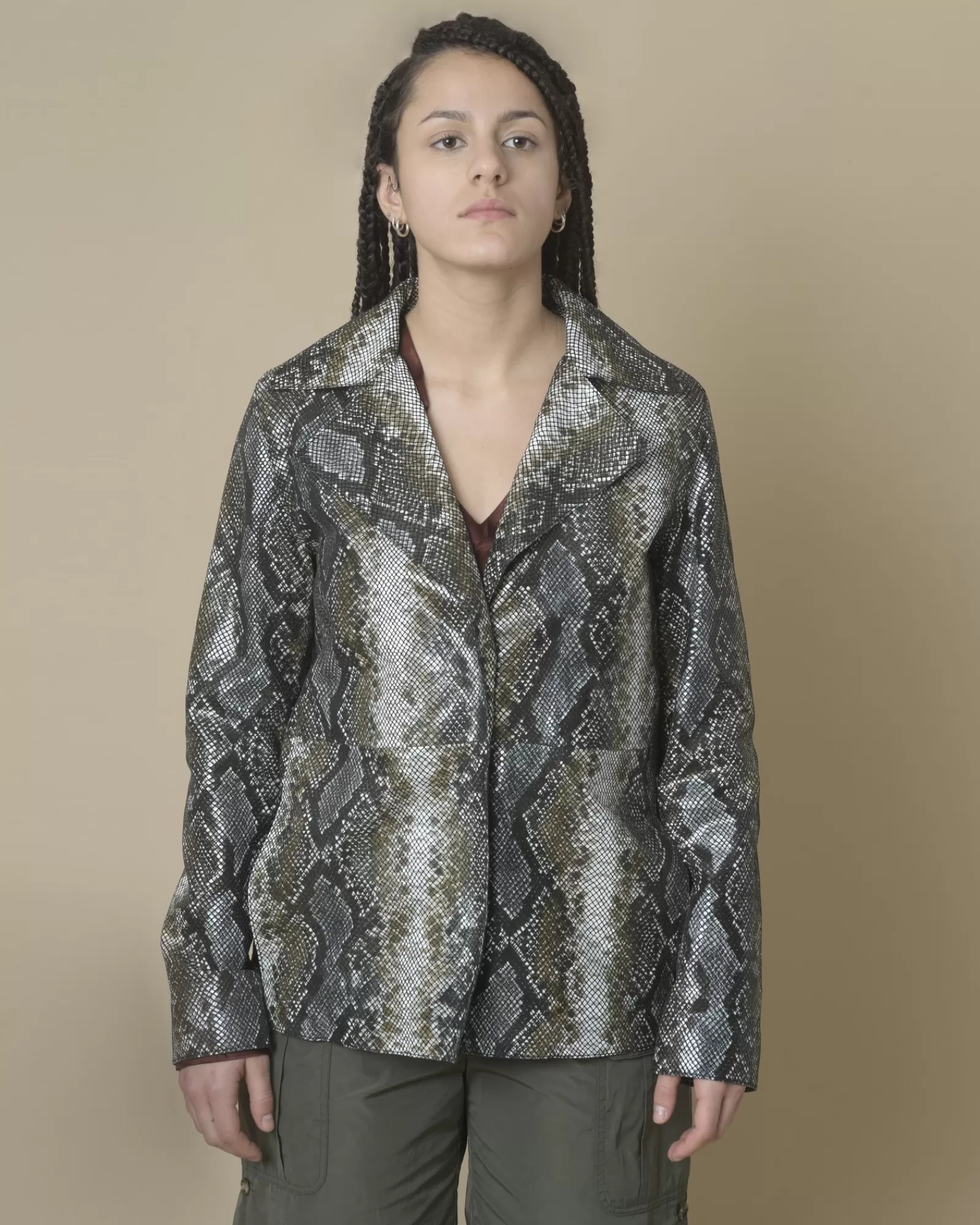La Piscine Paris Veste imprimée en cuir Stand Studio Kaki Store